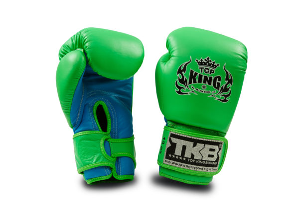 Top King Boxing Gloves Blue Green Neon Color Clearing Stock